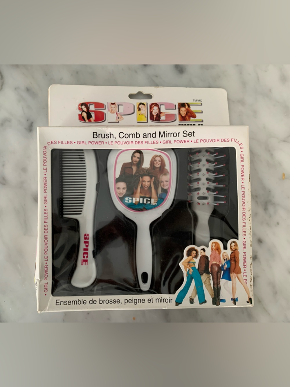 💜❤️💛💙🧡. RARE !! Spice Girls Brush, Comb & Mirror Set - White - Dead Stock